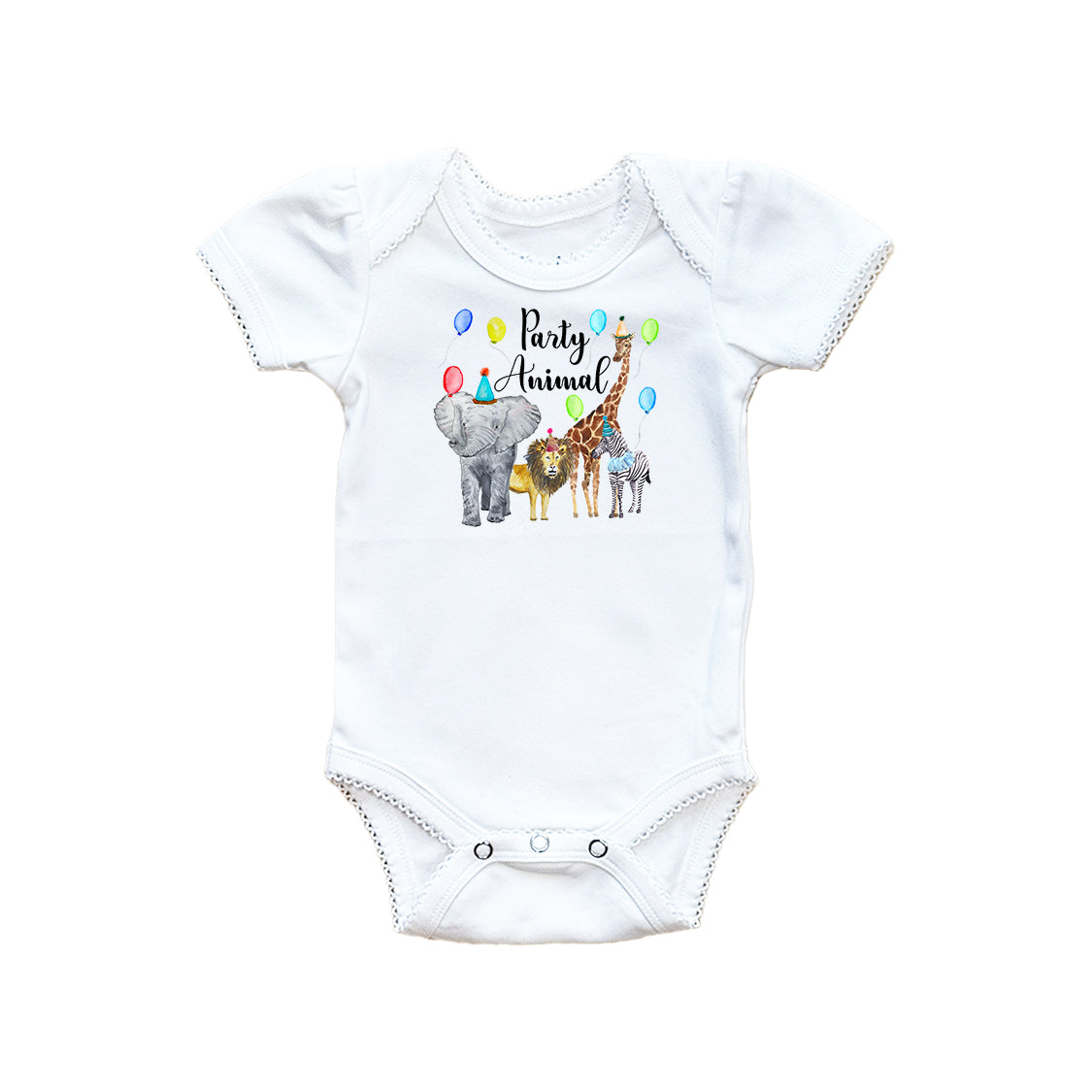 Party Animal Primary Colors Baby Onesie