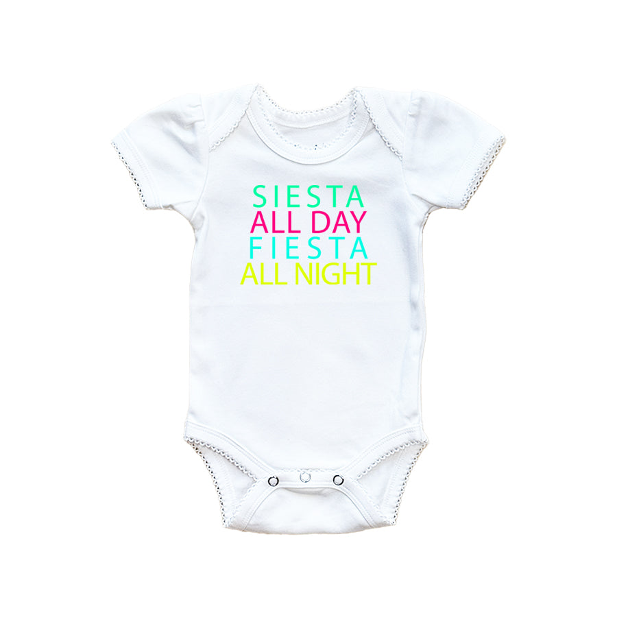 Siesta All Day Fiesta All Night Baby Onesie