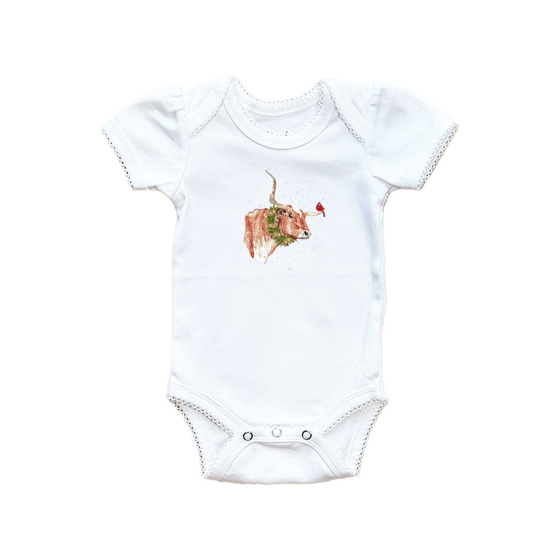 Snowy Longhorn Baby Onesie