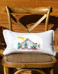 Original Watercolor Nativity White Lumbar Pillow with Piping
