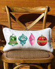 Vintage Ornament White Lumbar Pillow with Piping