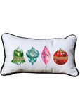 Vintage Ornament White Lumbar Pillow with Piping