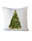 Woodland Christmas Tree Natural Colored Pillow