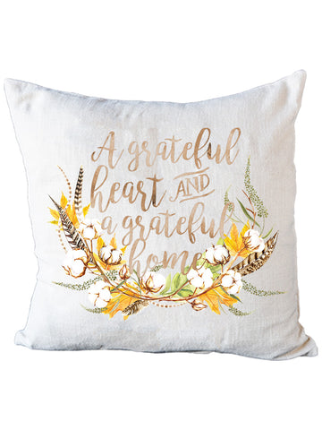 Grateful Home Natural Colored Pillow