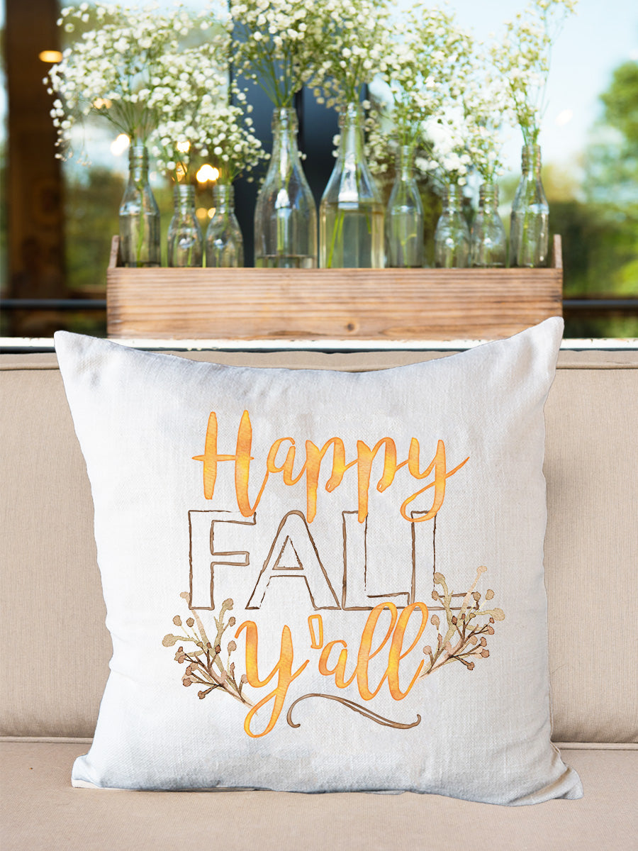 Happy Fall Y'all Pillow Natural Colored Pillow