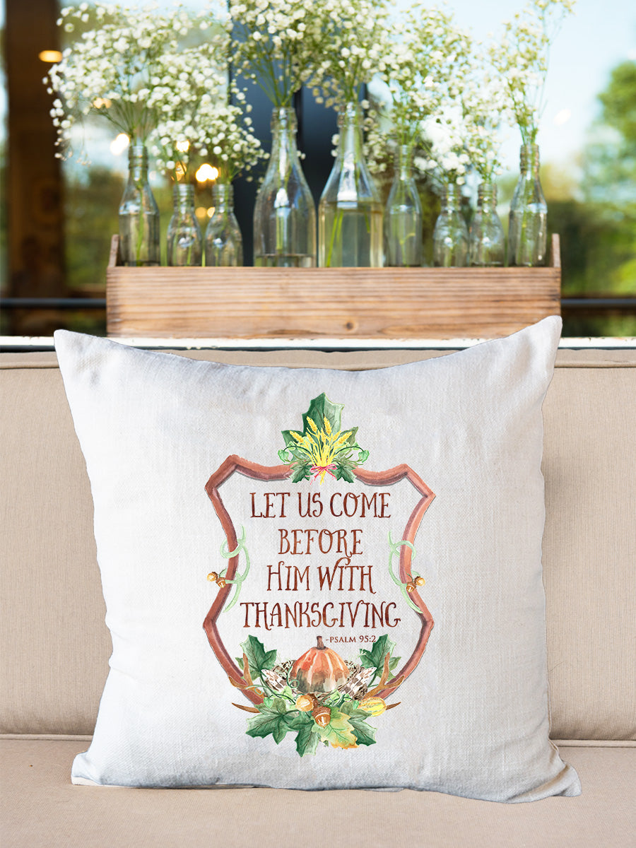 Thanksgiving Crest Pillow Natural Colored Pillow