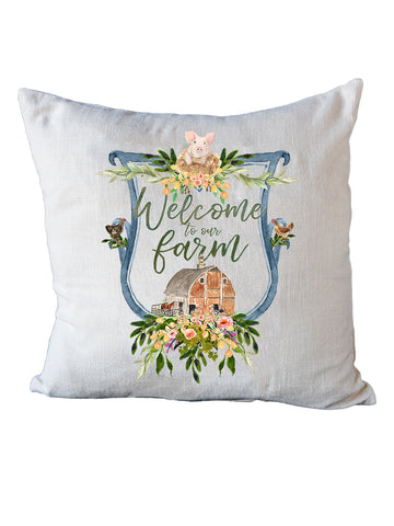 Welcome to our Farm Natural Colored Pillow