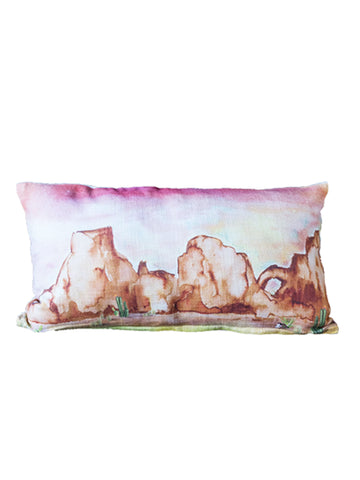Watercolor Desert Scene Pillow Cotton Zipper Pillow