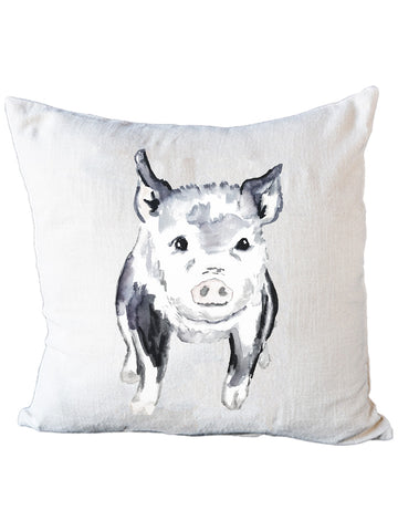 Original Watercolor Pig Natural Colored Pillow