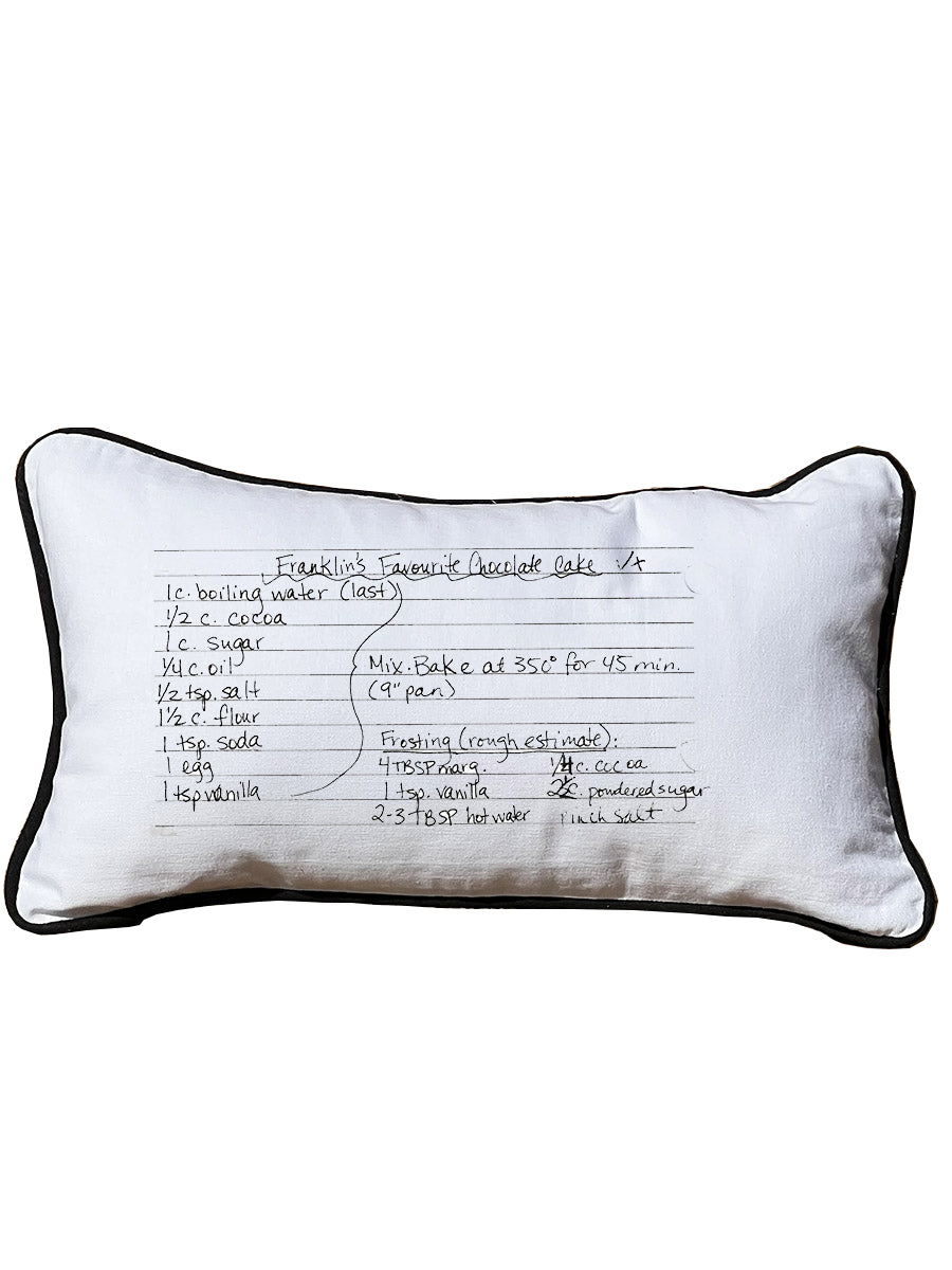 Custom Recipe Pillow With Piping