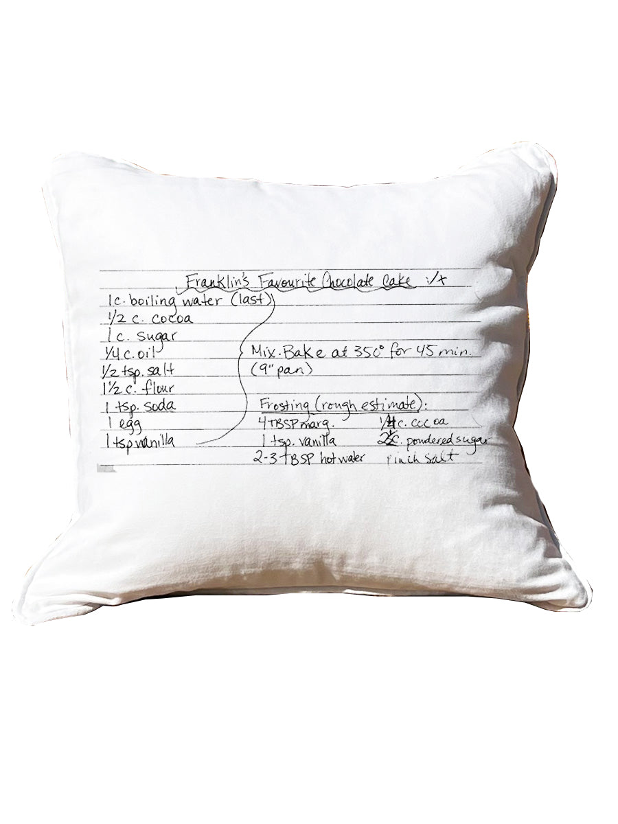 Custom Recipe Pillow With Piping