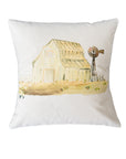 White Barn with Windmill Natural Colored Pillow