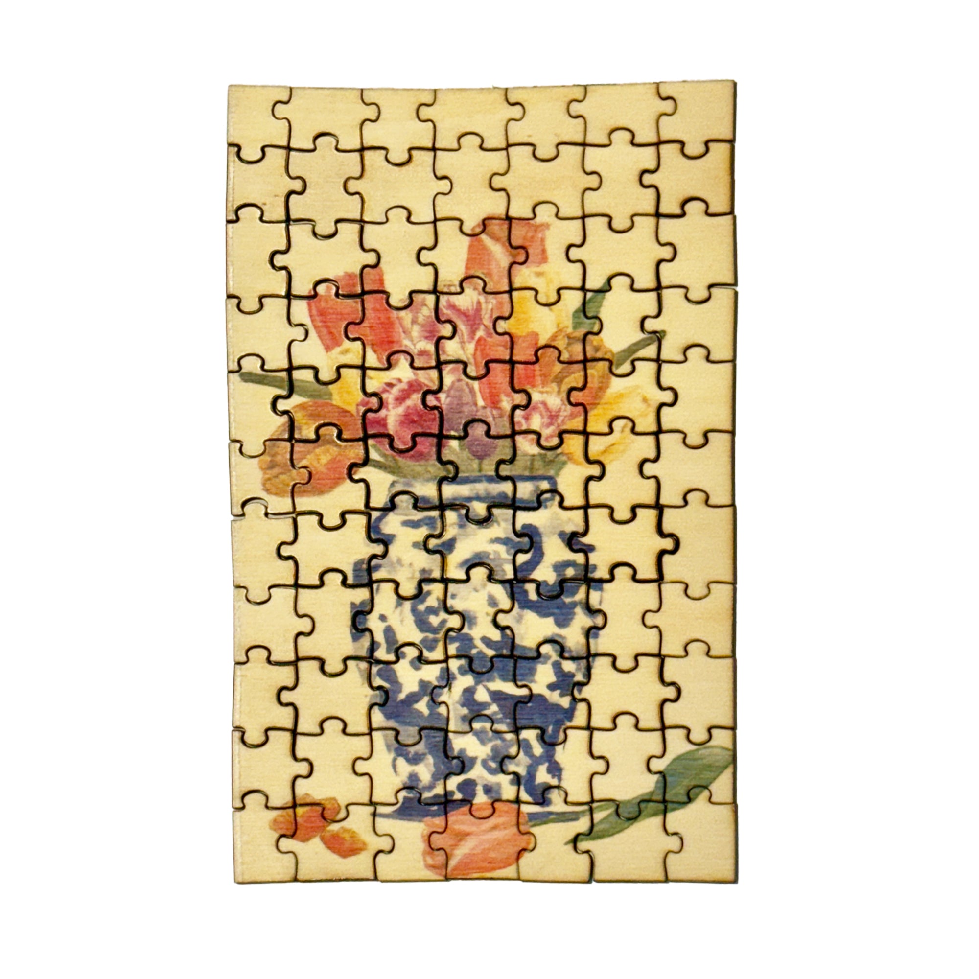 Ginger Jar With Tulips Wooden Puzzle