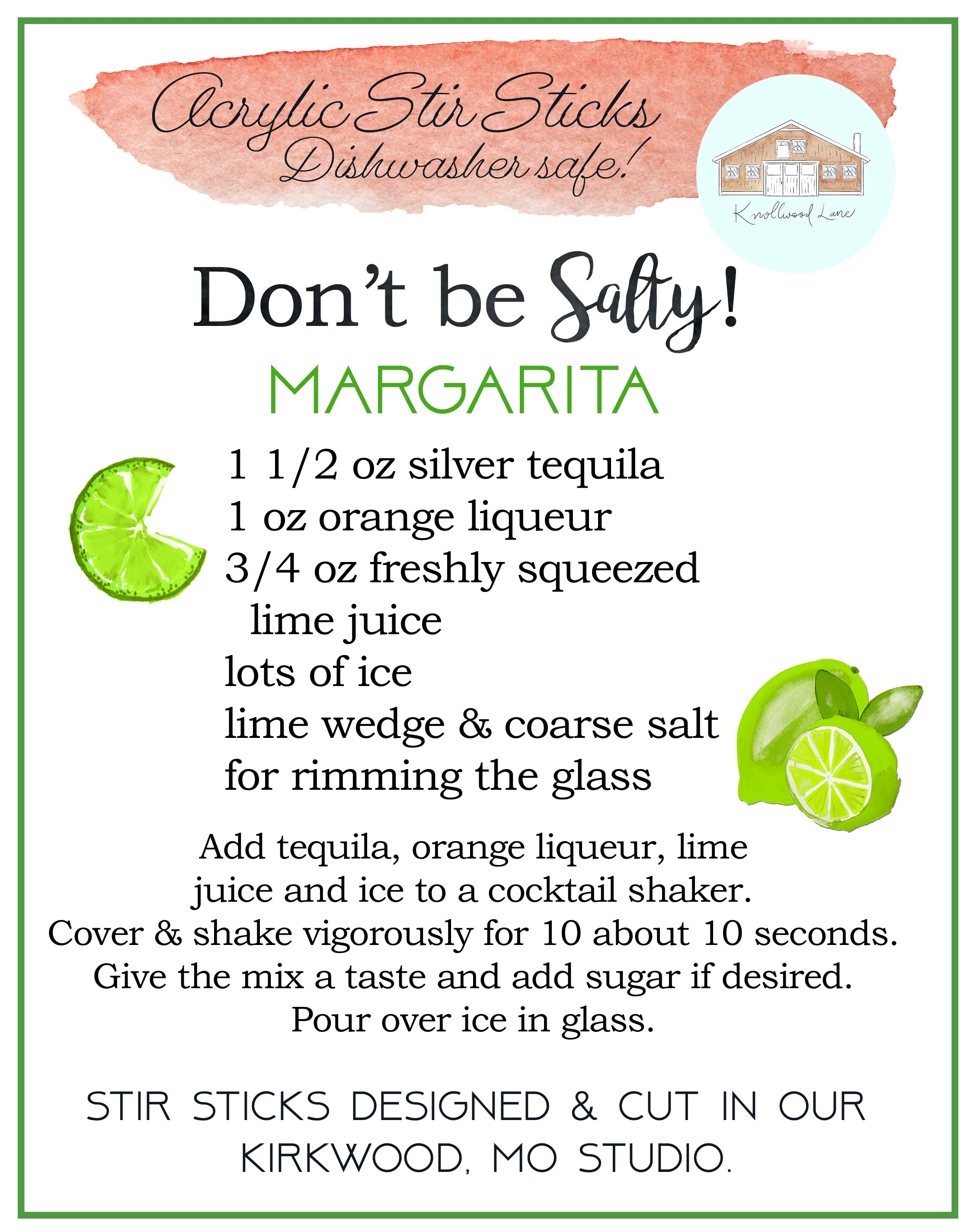 Fiesta Don't Be Salty Margarita Acrylic Stir Sticks