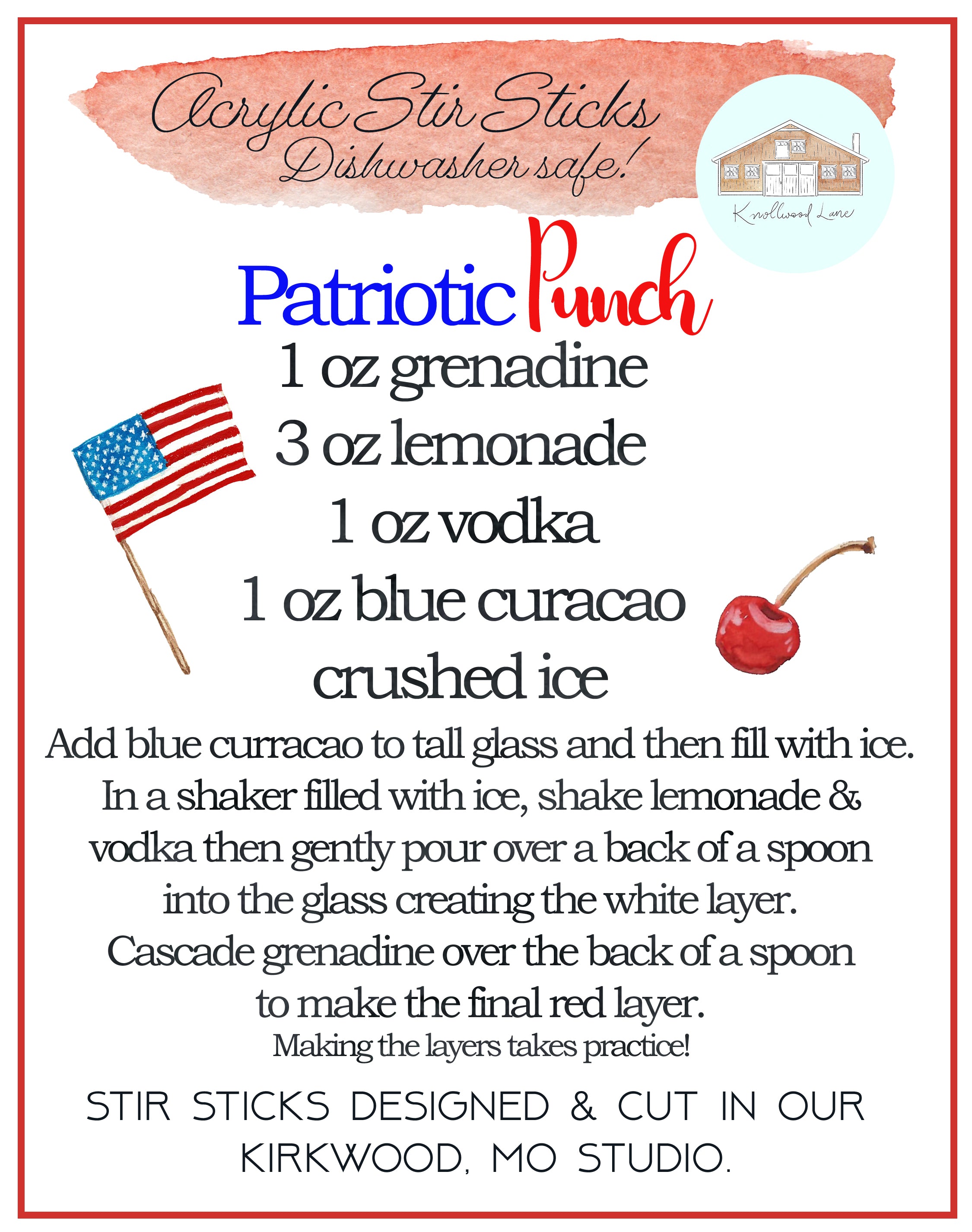 Patriotic Punch Acrylic Stir Sticks