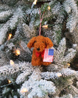 Patriotic Curly Dog Ornament  (LIMITED QUANTITIES)