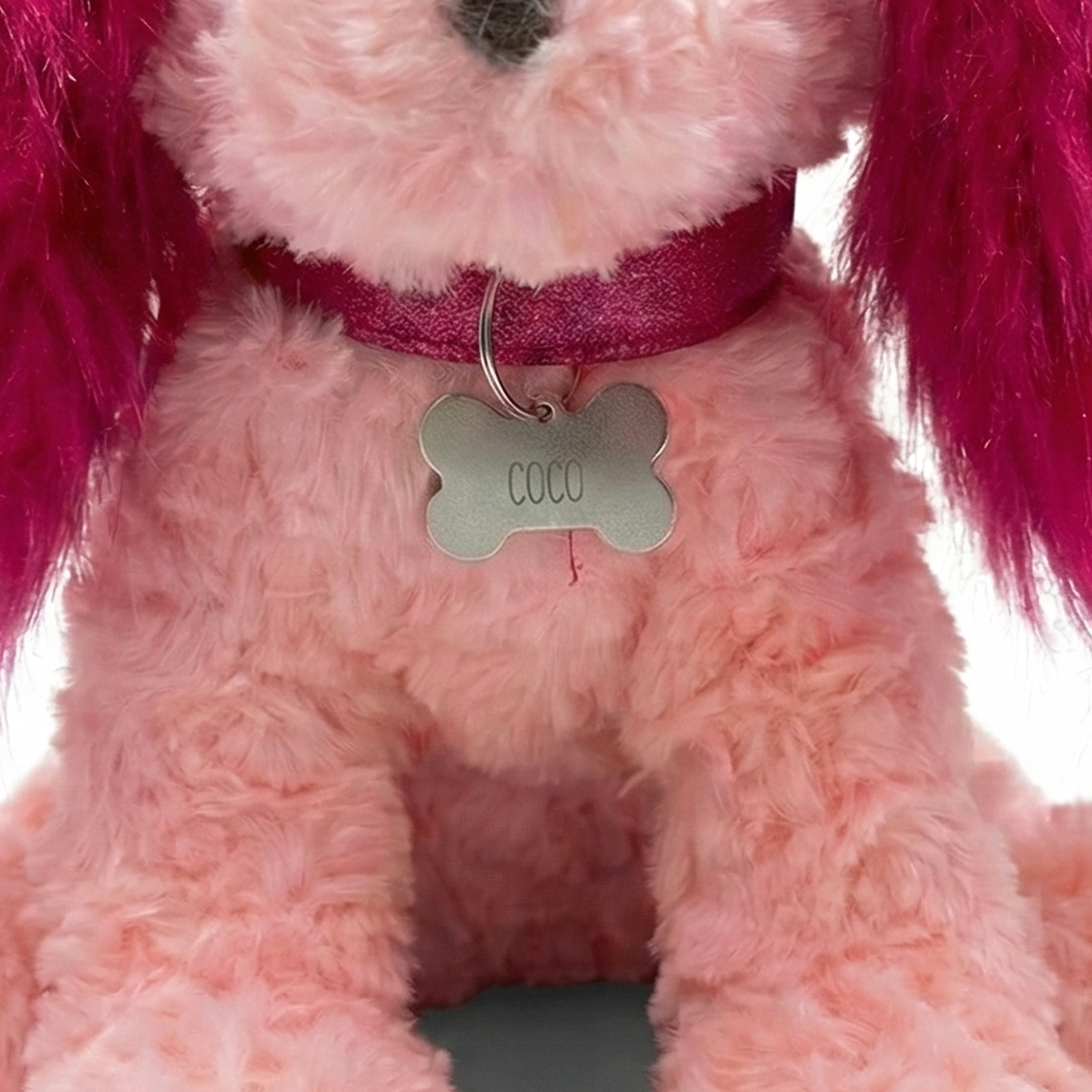 Pink Plush Puppy Toy With Personalized Tag