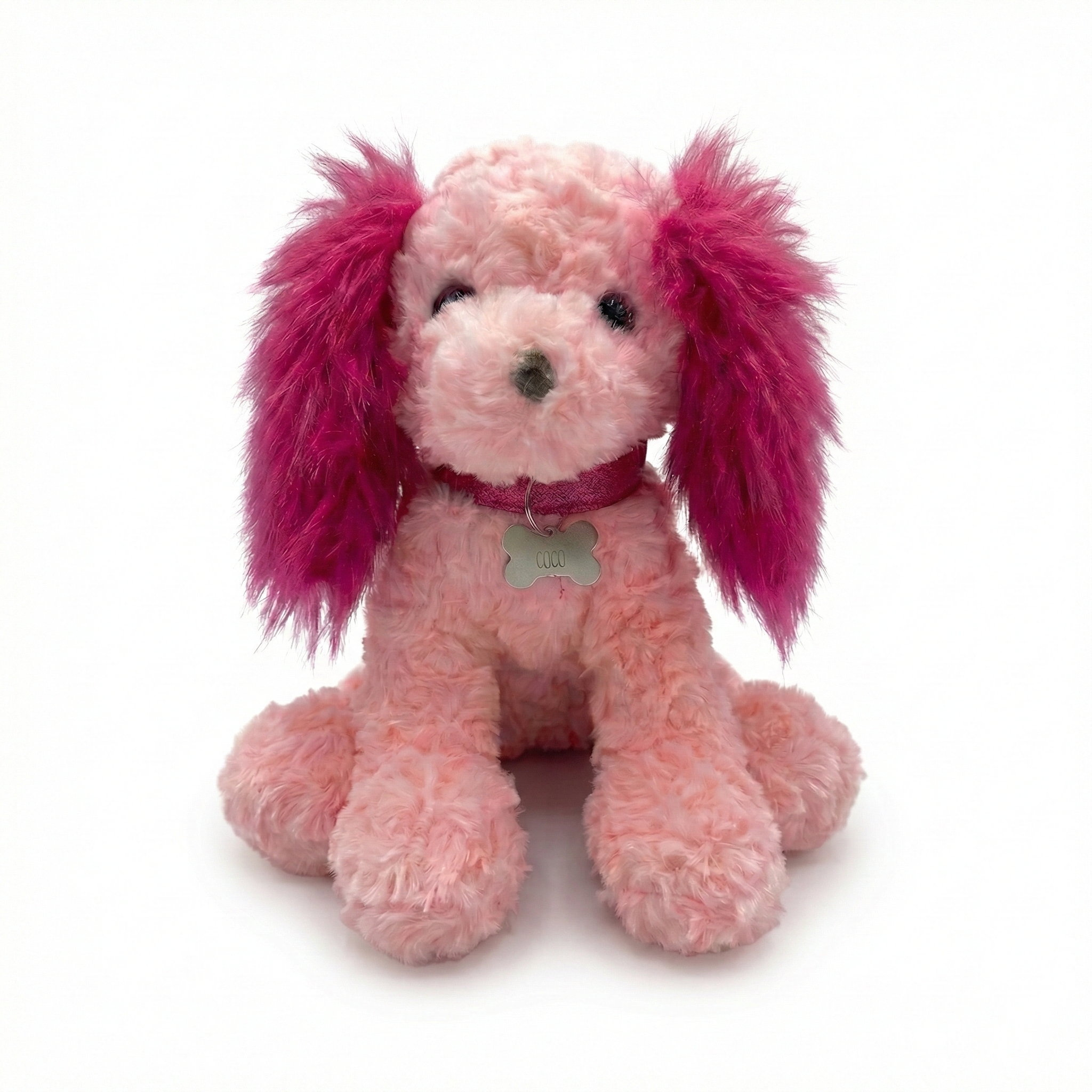Pink Plush Puppy Toy With Personalized Tag