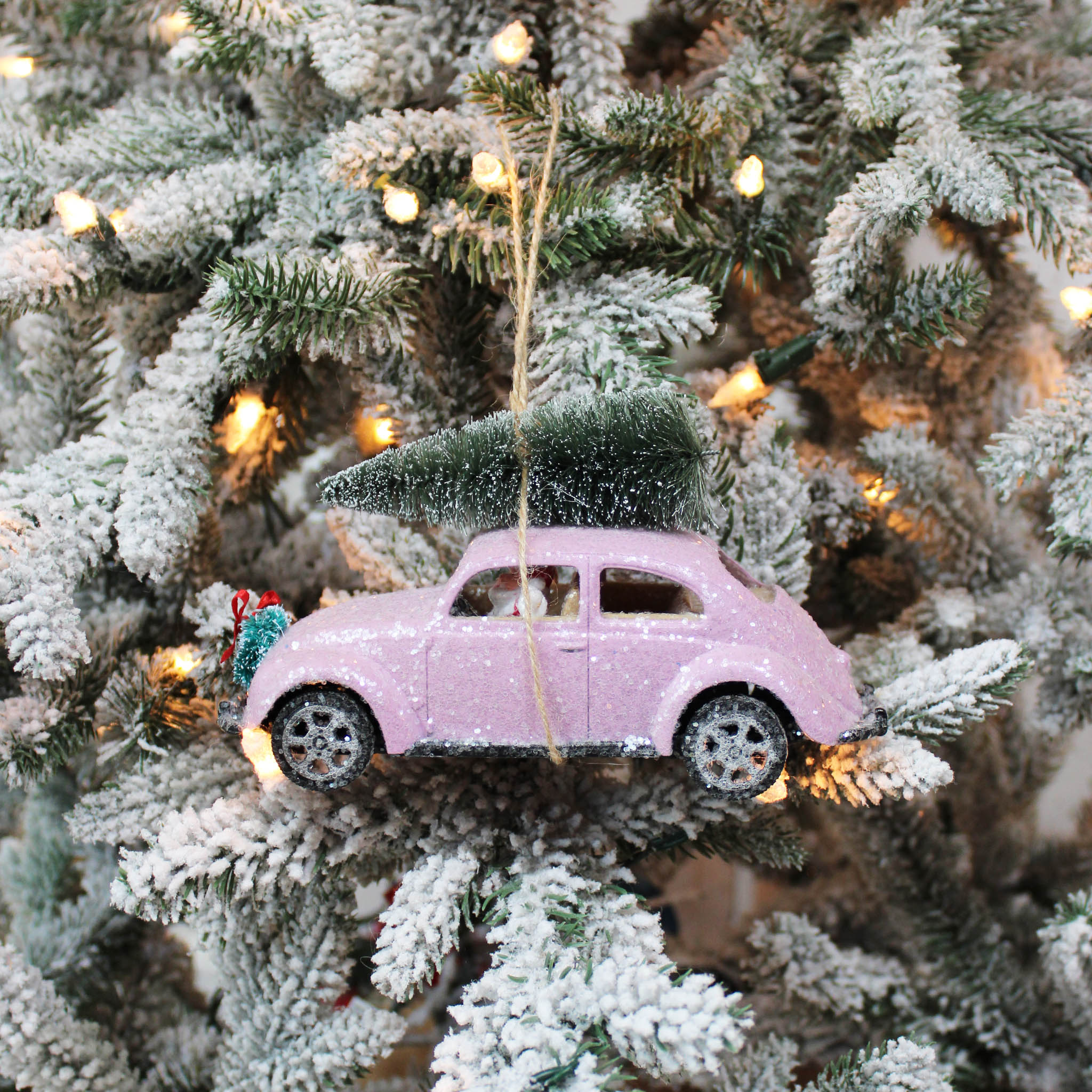 Pink Car Christmas Ornament