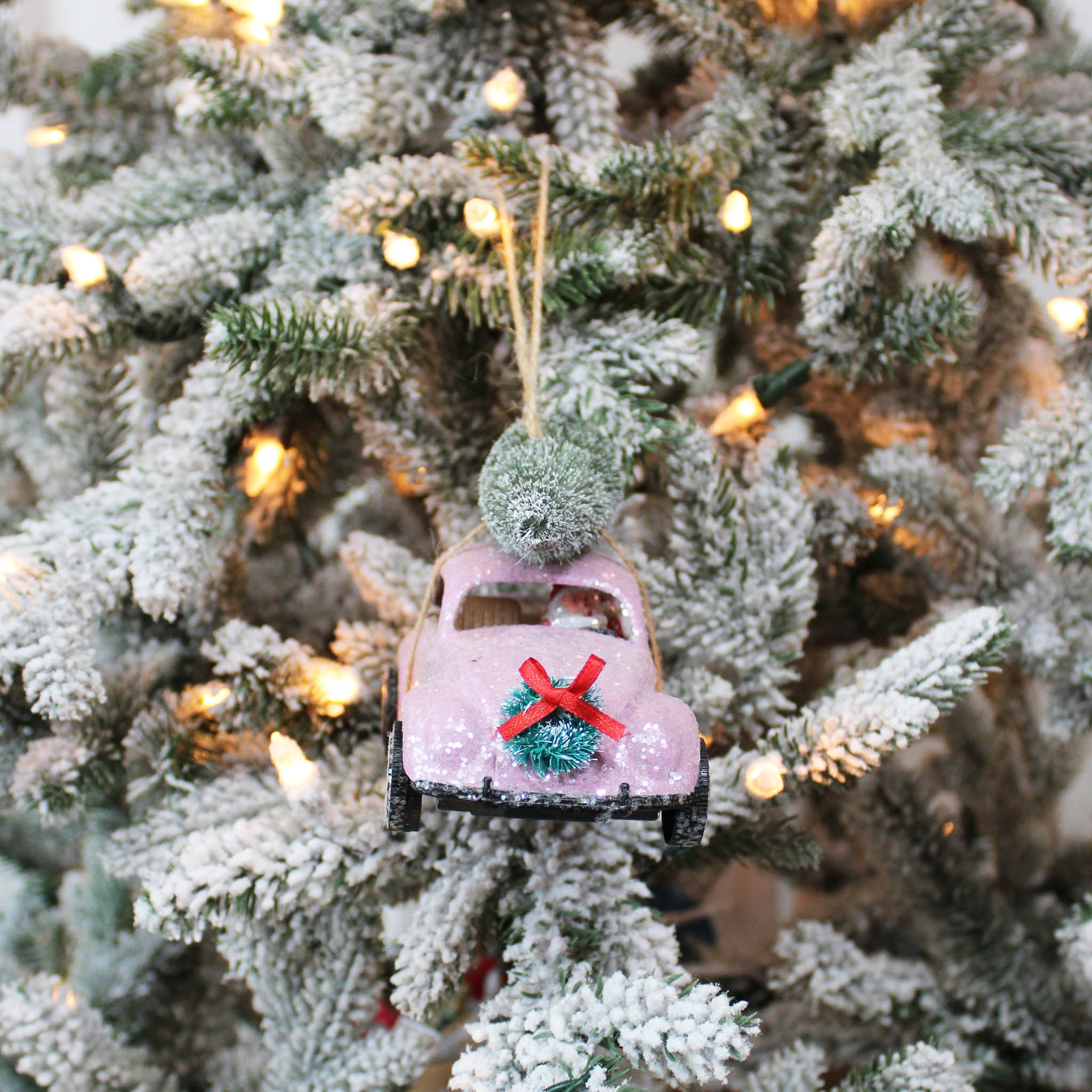 Pink Car Christmas Ornament