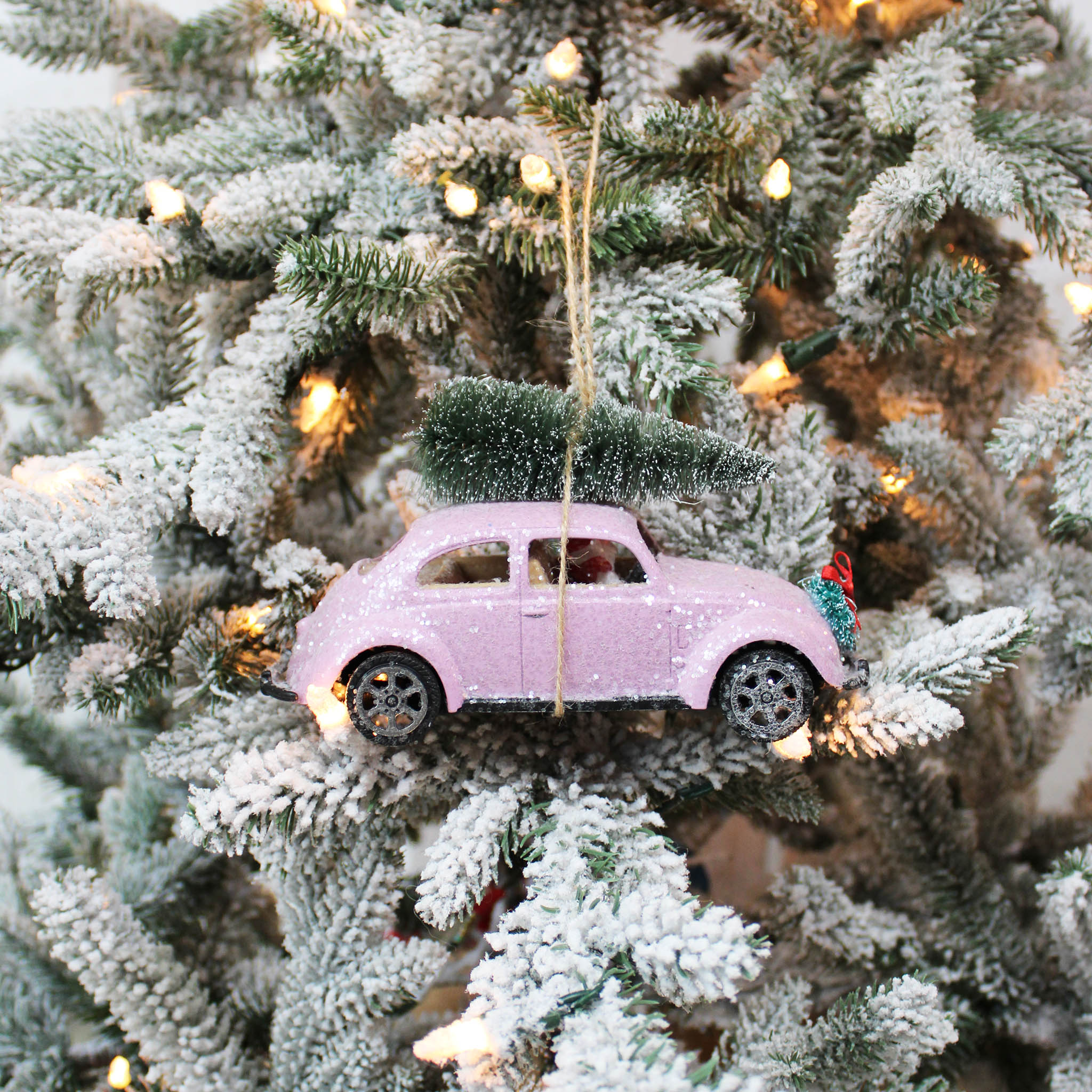 Pink Car Christmas Ornament
