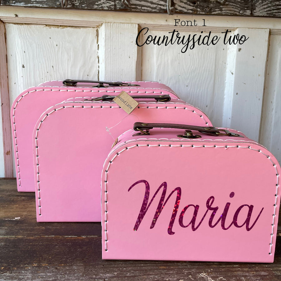 Personalized Pink Cardboard Suitcases