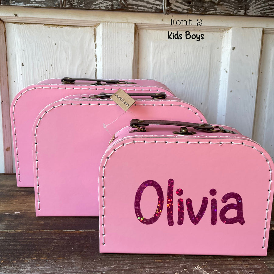 Personalized Pink Cardboard Suitcases