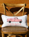 Pink Truck Personalized Lumbar White Pillow