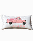 Pink Truck Personalized Lumbar White Pillow