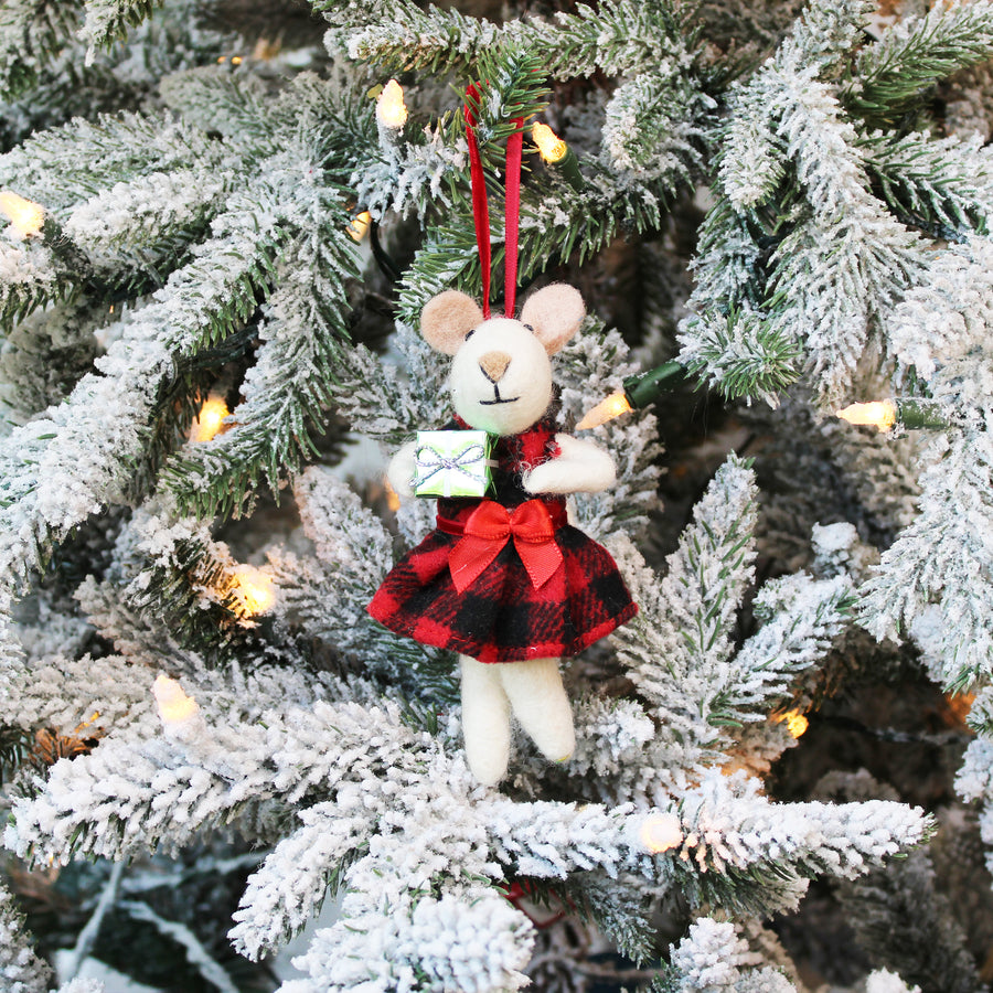 Mr & Mrs Mouse Red Plaid Outfit Ornament