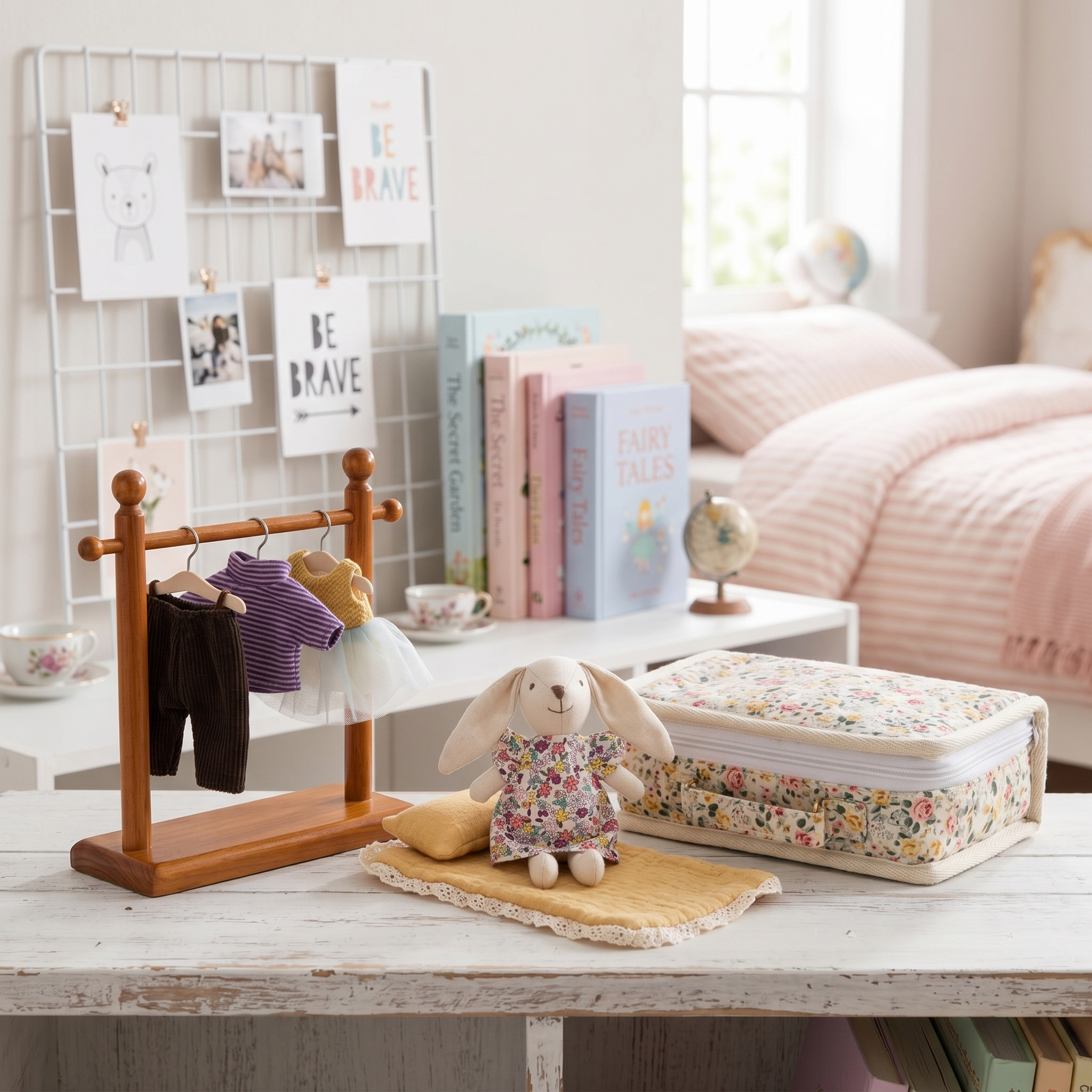 Travel Bunny Dress-Up Set with Suitcase Bed