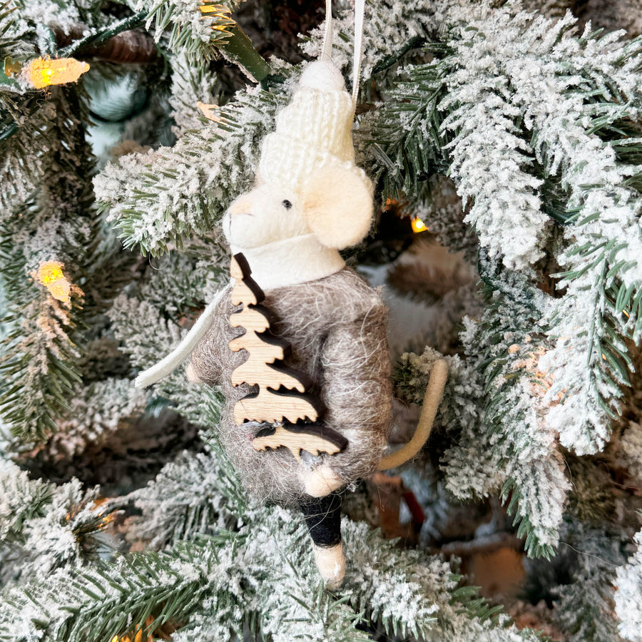 Puffer Jacket Merry Christmas Mouse Ornament