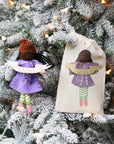 Girl Felted Wood Ornament Personalized
