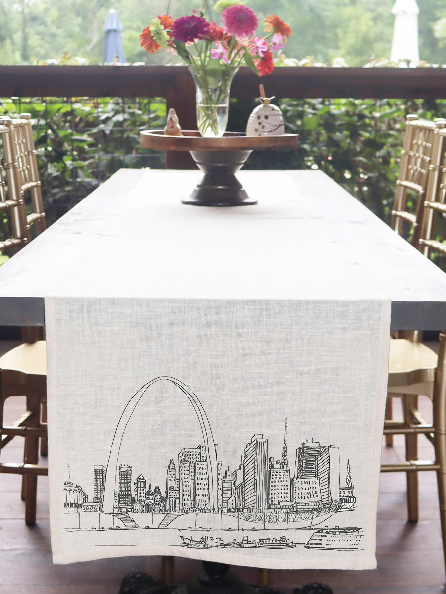 Vintage Saint Louis Skyline Table Runner