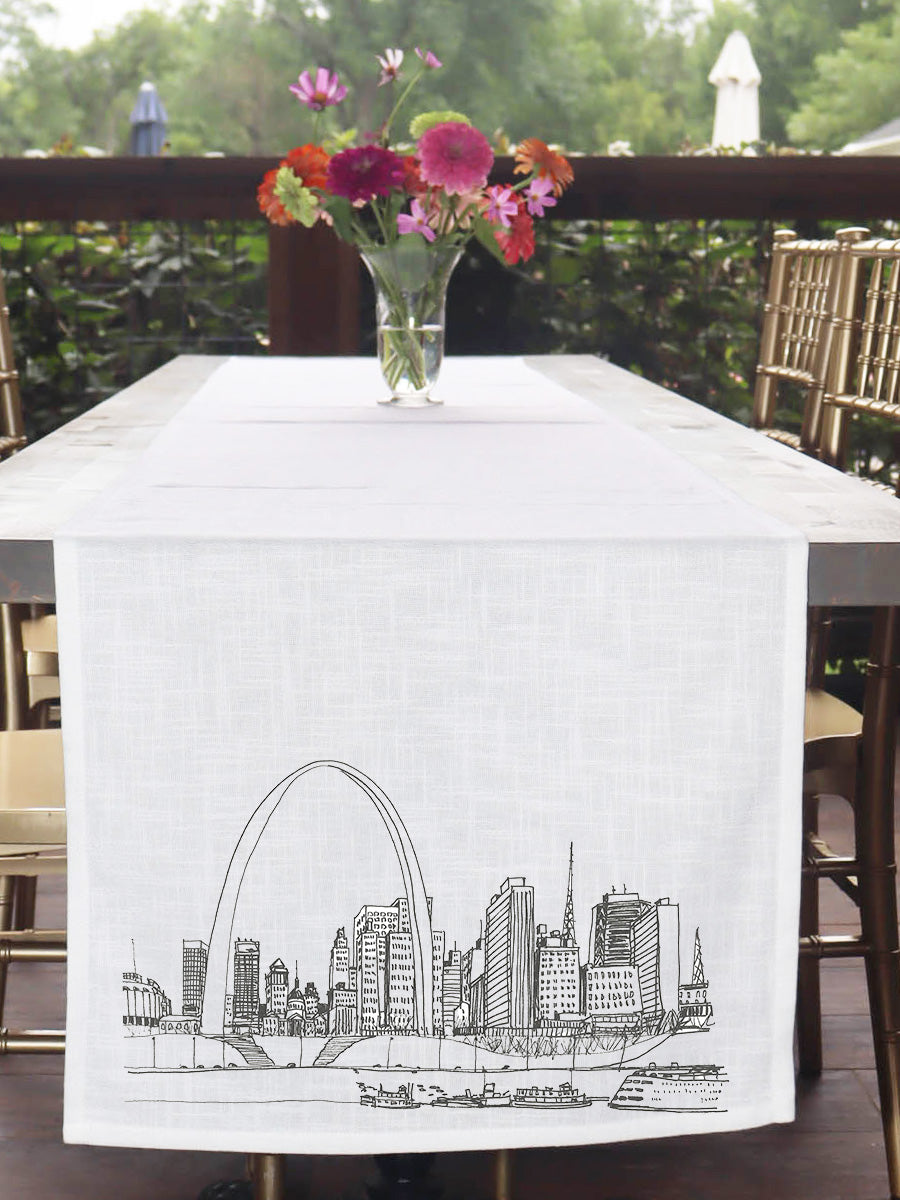Vintage Saint Louis Skyline Table Runner