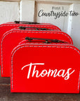 Personalized Red Cardboard Suitcases