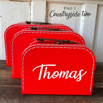 Personalized Red Cardboard Suitcases