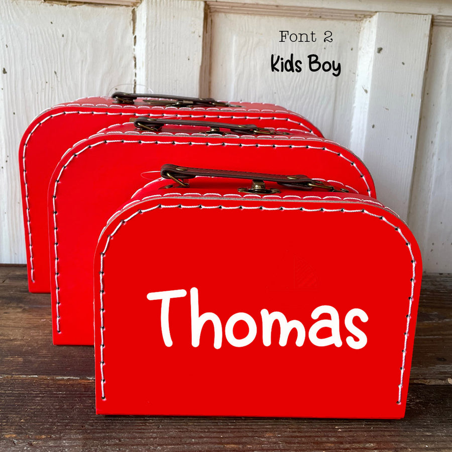 Personalized Red Cardboard Suitcases