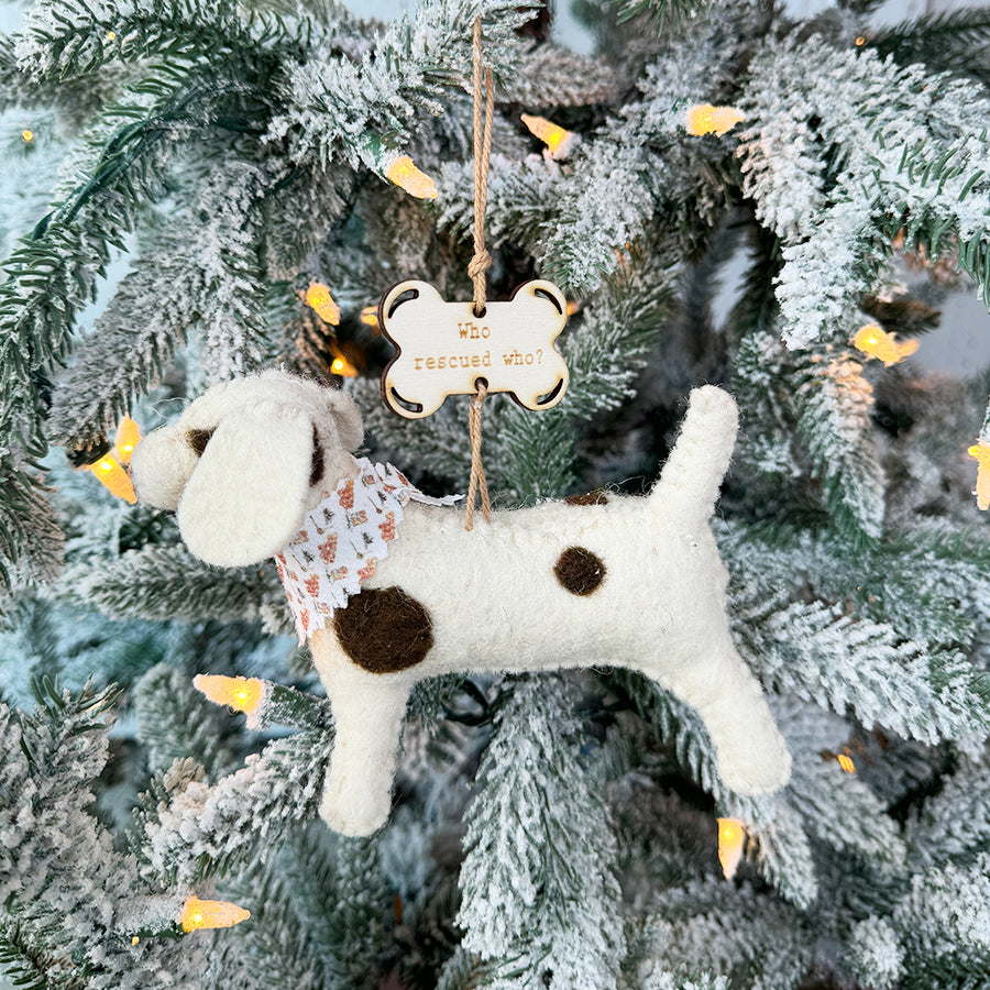 Who Rescued Who? Dog Ornament