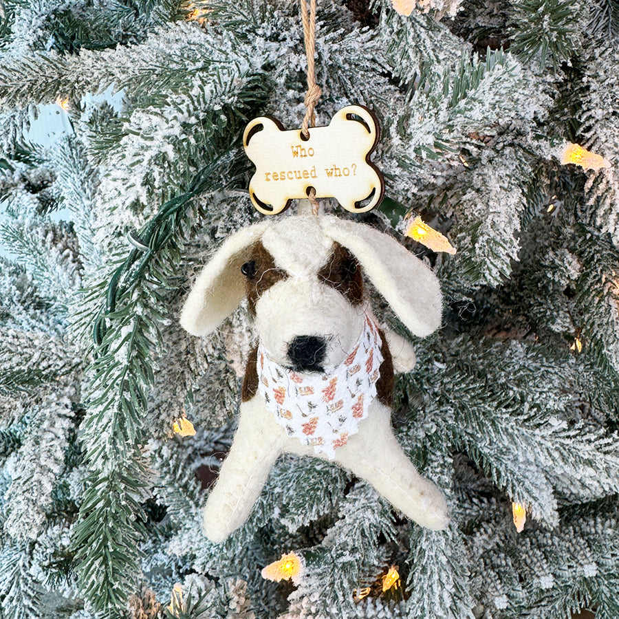 Who Rescued Who? Dog Ornament