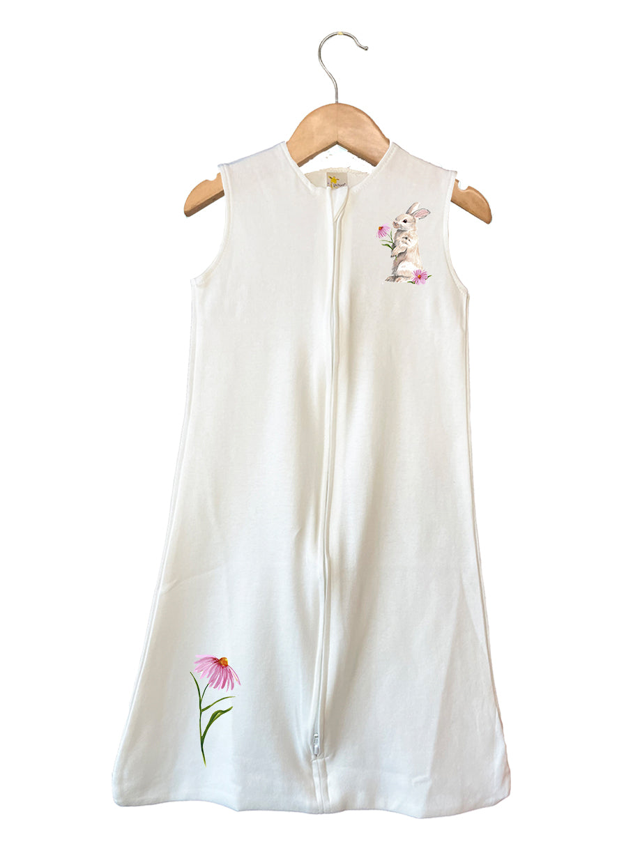 Bunny with pink coneflowers Baby Sleep Sack