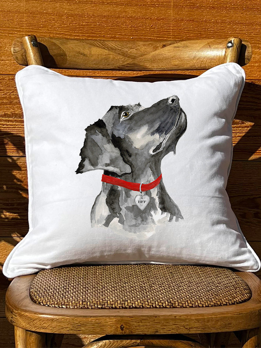 Labrador Retriever White Square Pillow With Piping