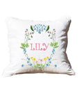 Personalized Name Crest Girl White Square Pillow with Piping