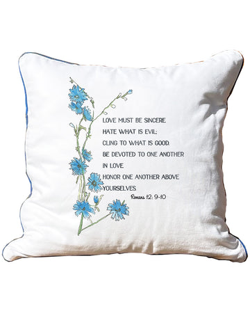 Romans 12 Honor One Another White Square Pillow with Piping