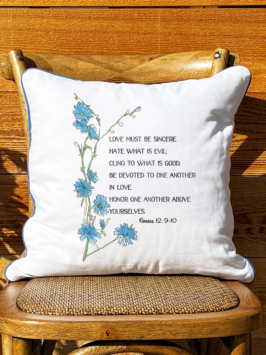 Romans 12 Honor One Another White Square Pillow with Piping