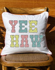 Yee Haw Bandana Print White Square Pillow with Piping