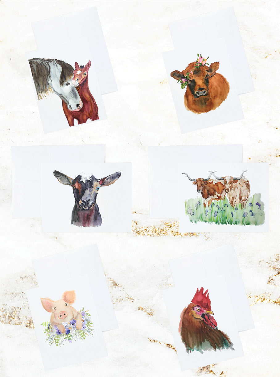 Watercolor Animals Stationery and Notecard Set