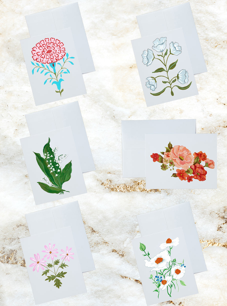 Flowers Watercolor Stationery Set and Notecard Set