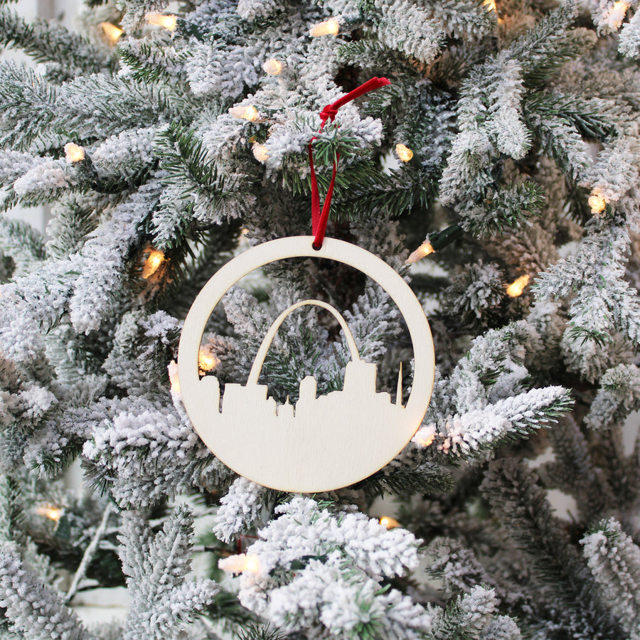 STL Skyline Wood Ornament