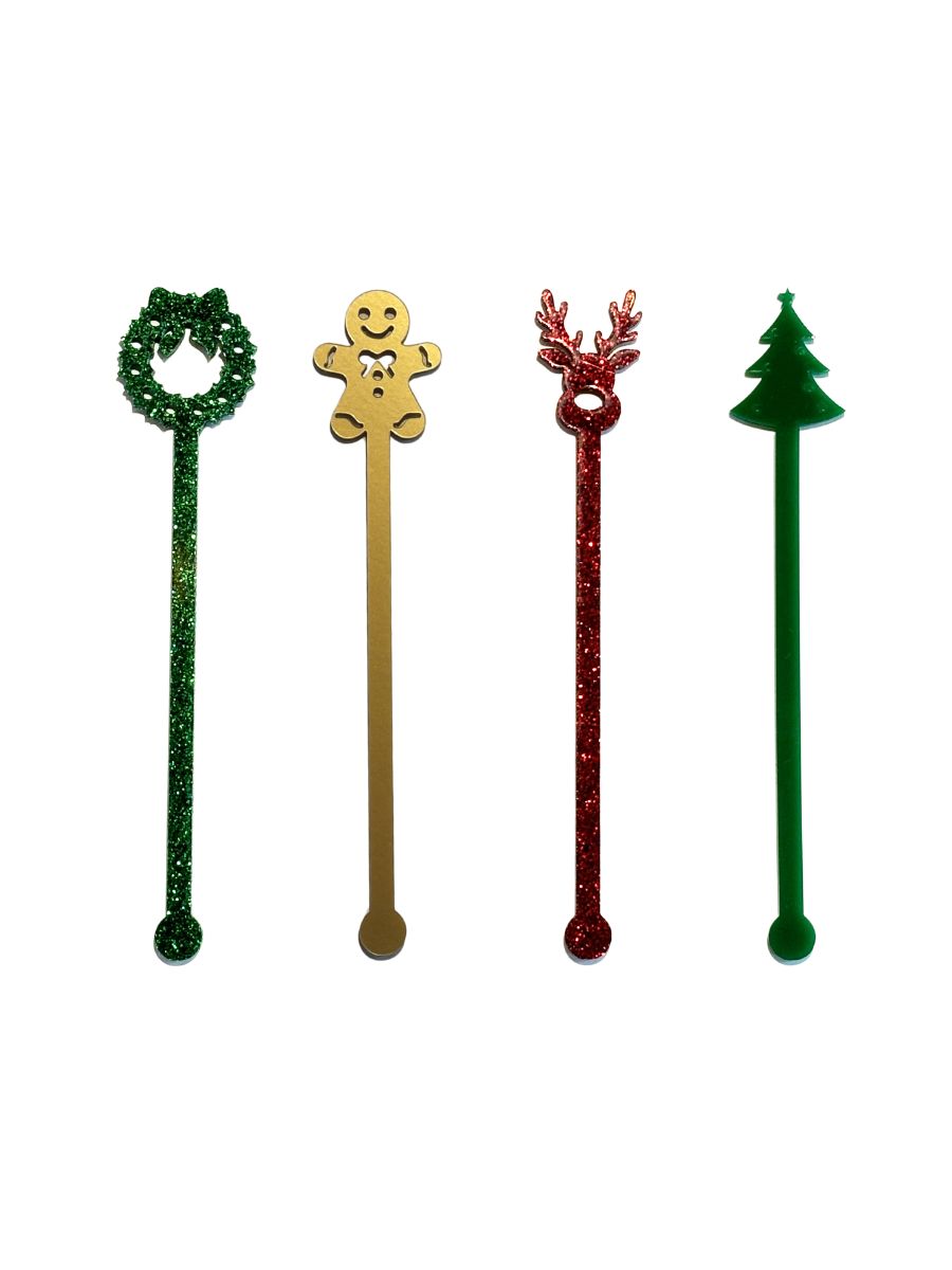 Rockin' Around Peppermint Hot Chocolate Acrylic Stir Sticks